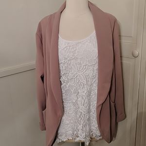 Muave Blush Pink Open Front Blazer Large